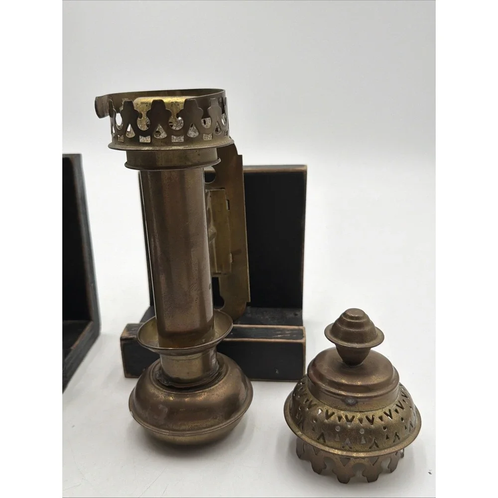 Set Of 2 Vintage Brass Carriage Railroad Train Wall Sconce Candle Lamps
